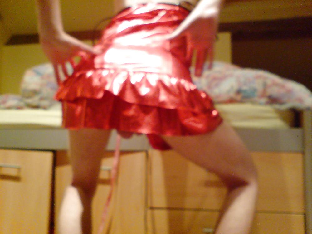 13P Sissy crossdresser wears skirts, thongs and PVC