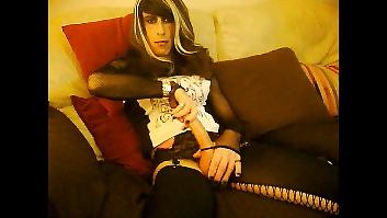 18P Crossdresser in white black minidress