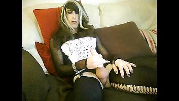 18P Crossdresser in white black minidress