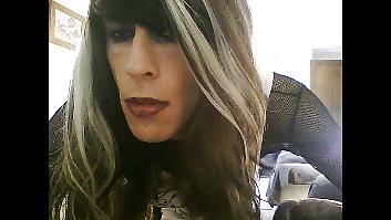 18P Crossdresser in white black minidress