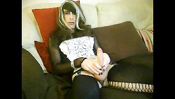 18P Crossdresser in white black minidress