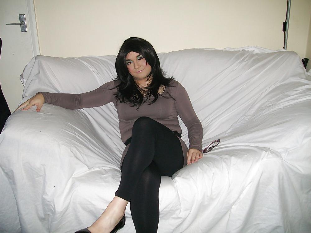 7P Crossdresser Lydia Lust in Grey Dress