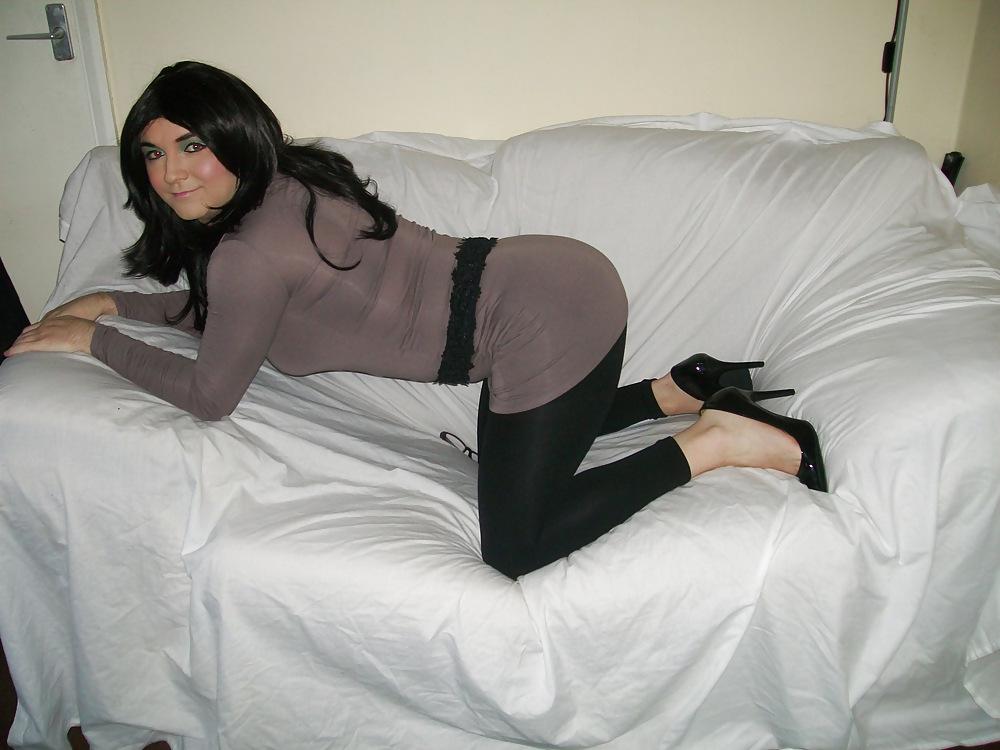 7P Crossdresser Lydia Lust in Grey Dress