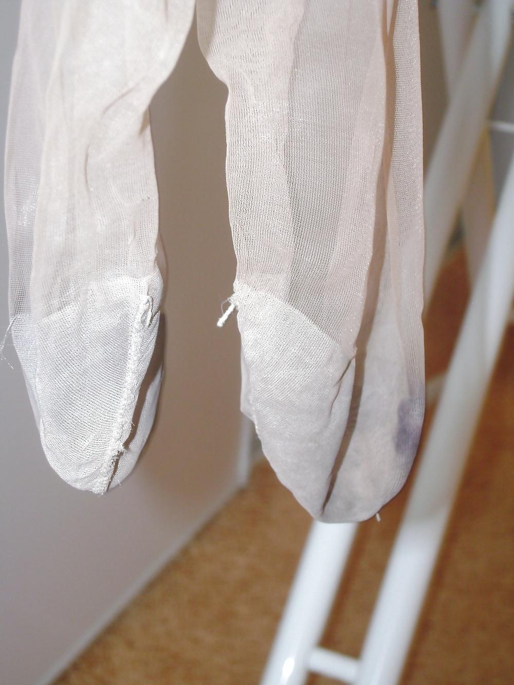 25P The Worn Stockings of my SLUTY WIFE who has been FUCKED