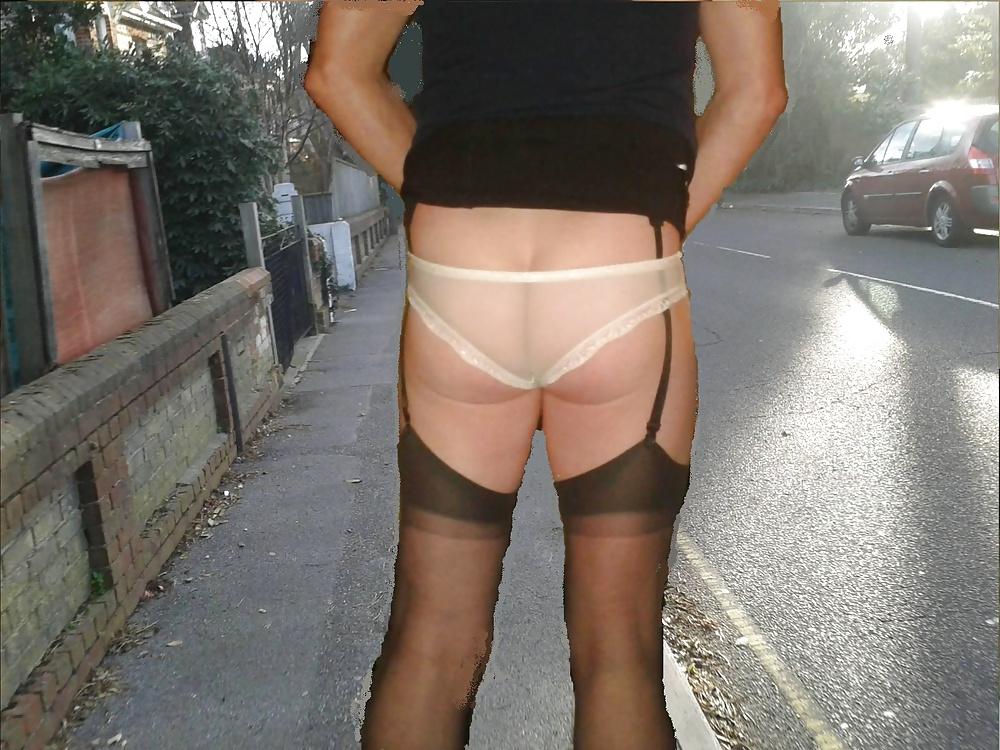 25P Crossdresser flashing in public and garden 