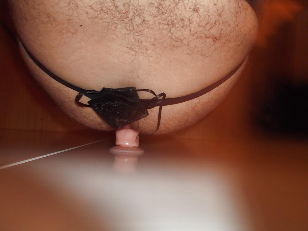 18P Crossdresser black sexy lingerie stockings and mask