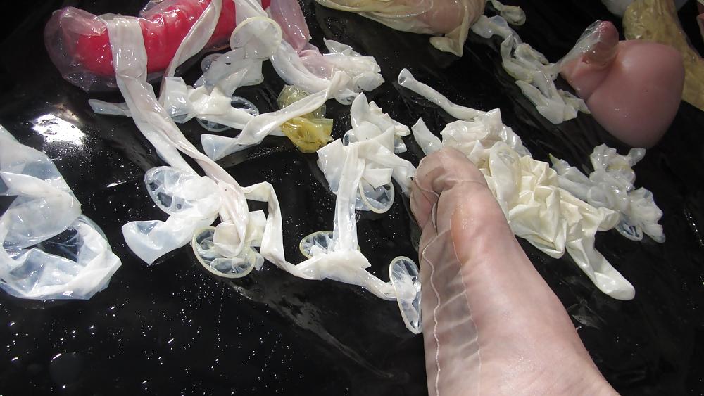 25P Oil, Silk Nylons, Satin Panties & Slips With Wet Condoms