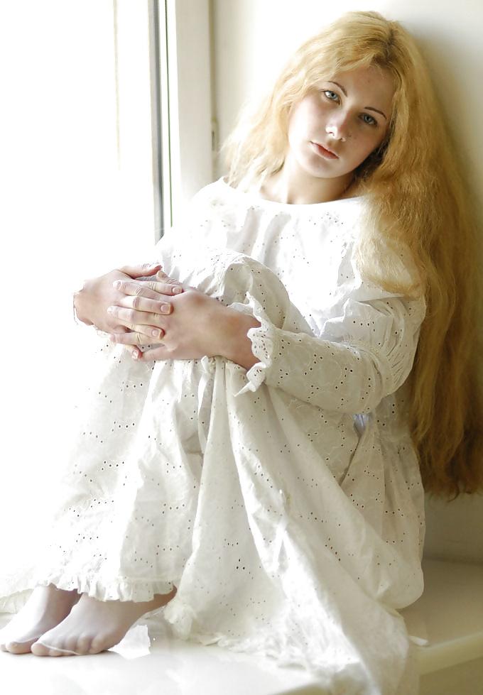 25P Nice Small Hairy Blonde Stockings