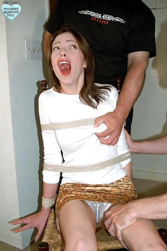 25P Babe in white panties all tied up.