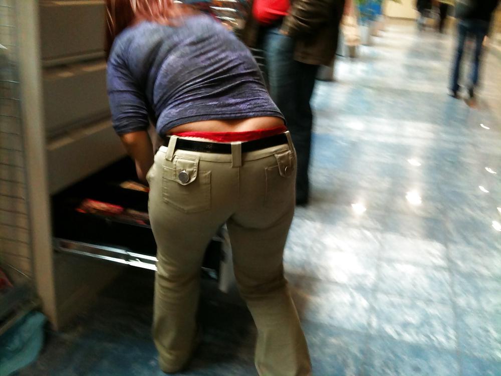 21P Candid red thong big ass in tight jeans
