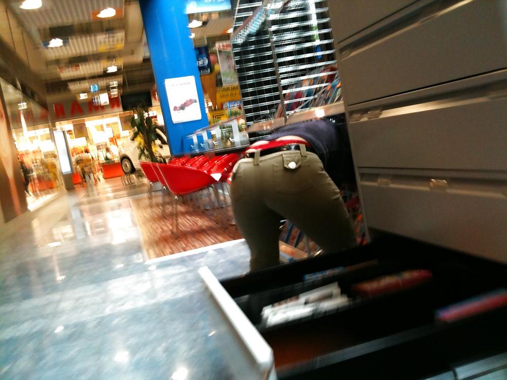 21P Candid red thong big ass in tight jeans