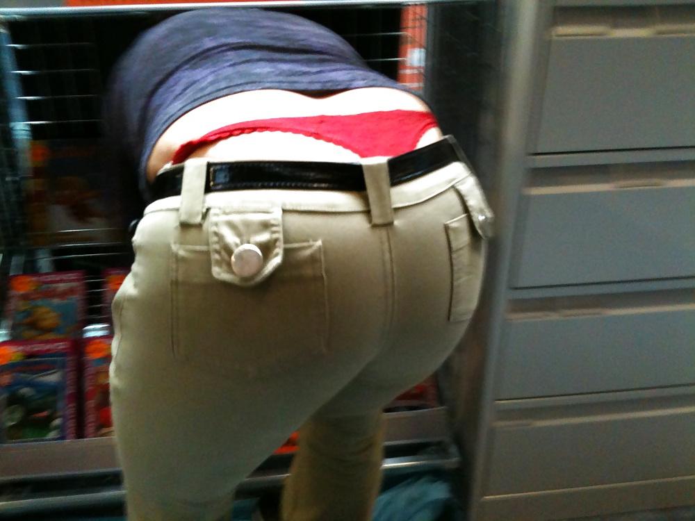 21P Candid red thong big ass in tight jeans