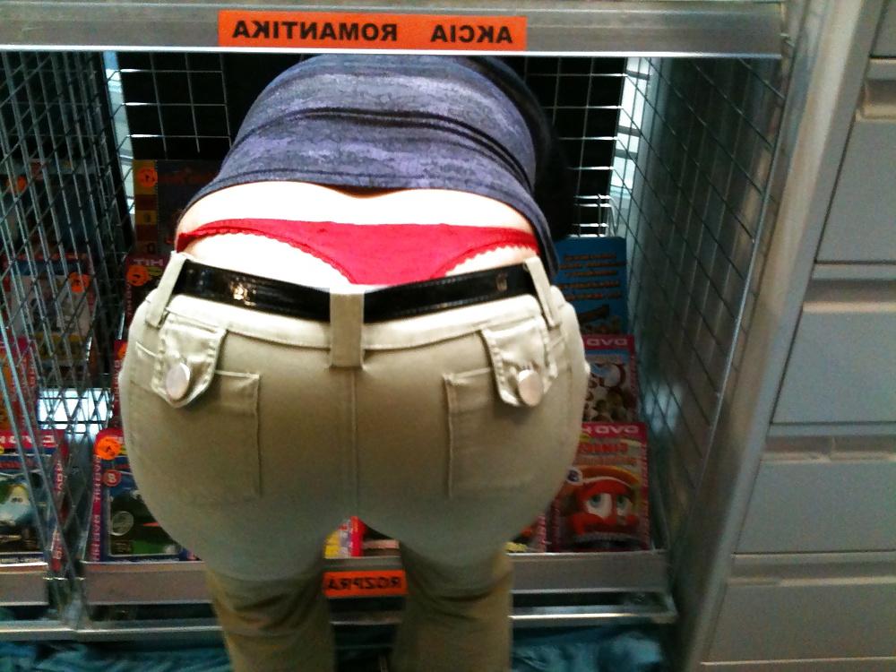 21P Candid red thong big ass in tight jeans