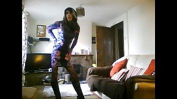 15P Hot crossdresser in floral dress