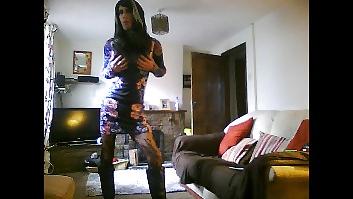 15P Hot crossdresser in floral dress