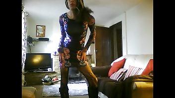 15P Hot crossdresser in floral dress