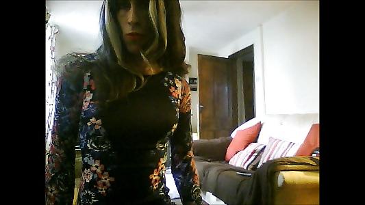 15P Hot crossdresser in floral dress