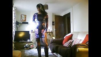 15P Hot crossdresser in floral dress