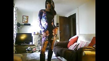 15P Hot crossdresser in floral dress