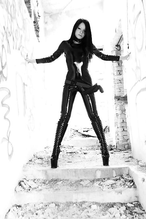 12P Me in my latex catsuit, boots and new hairstyle