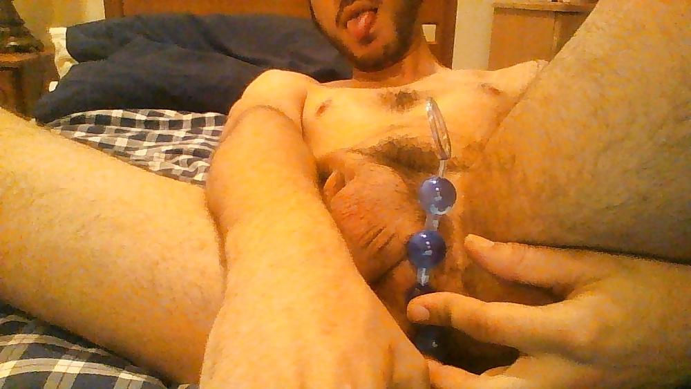 13P Having fun with anal beads (blue jelly)