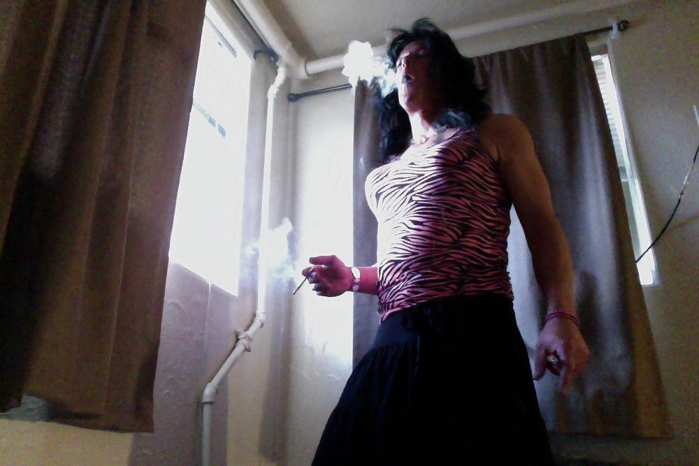 10P Crossdresser Lisa Love lounging at home