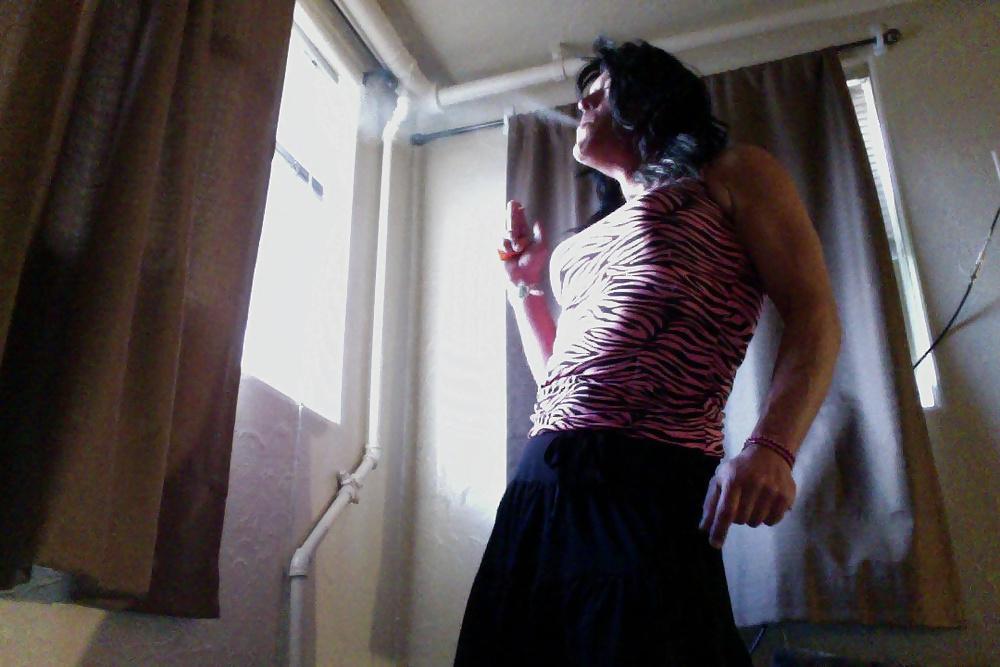 10P Crossdresser Lisa Love lounging at home