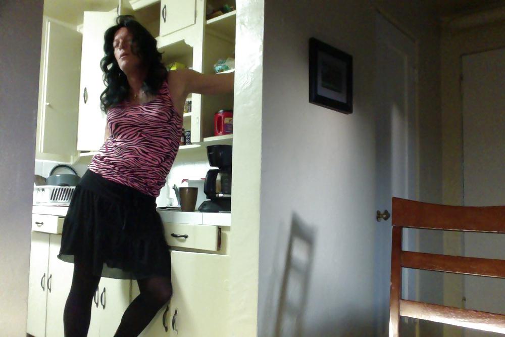 10P Crossdresser Lisa Love lounging at home