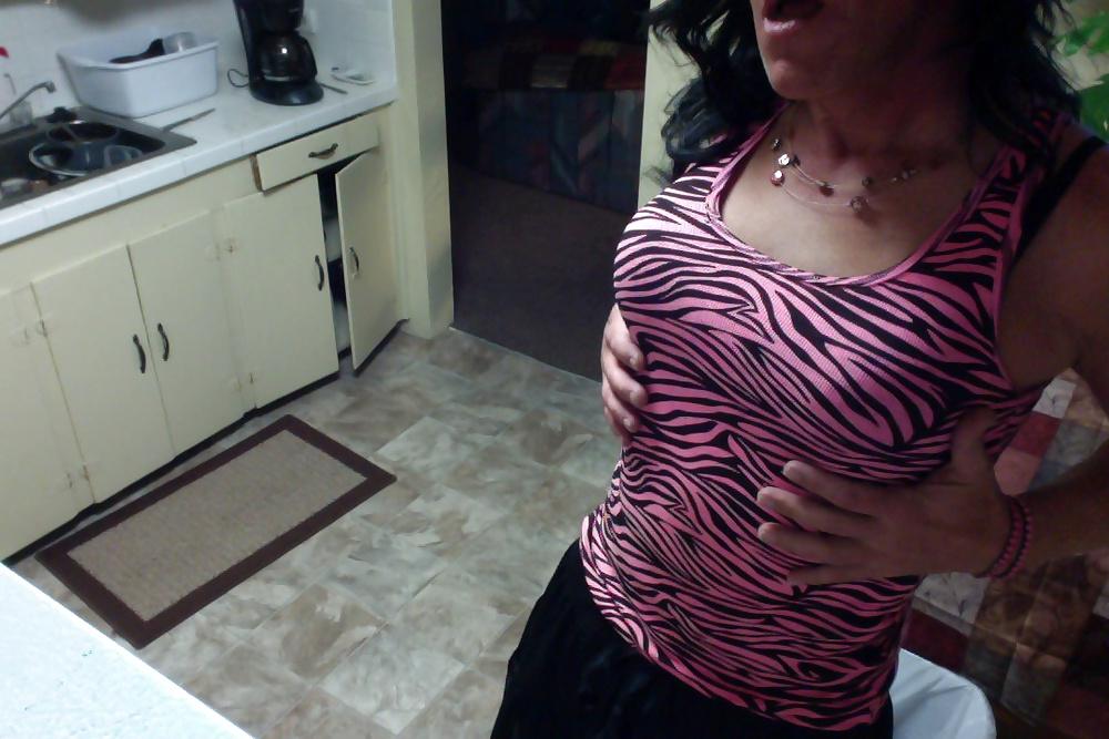 10P Crossdresser Lisa Love lounging at home