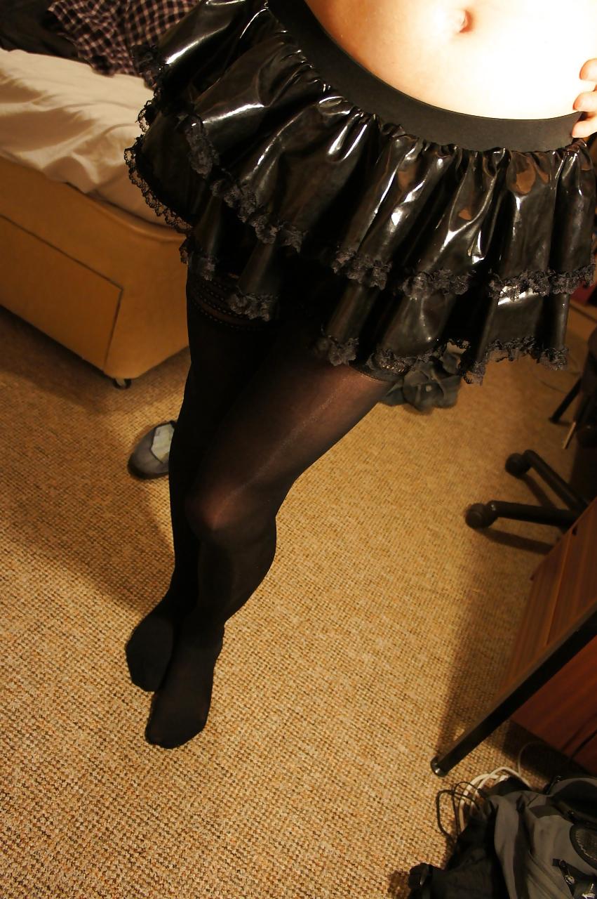25P Me Sandra Crossdressing in PVC skirt and pink panties