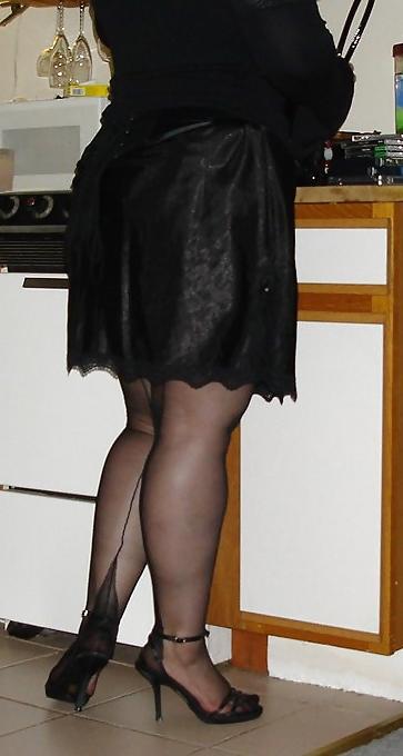 6P Football night stockings heels nylons