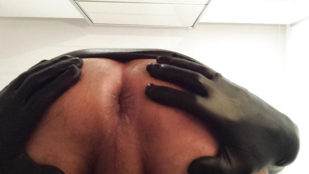 25P My black wetlook skirt and anal masturbation