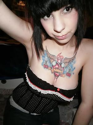 18P Emo girls with nice tattoos