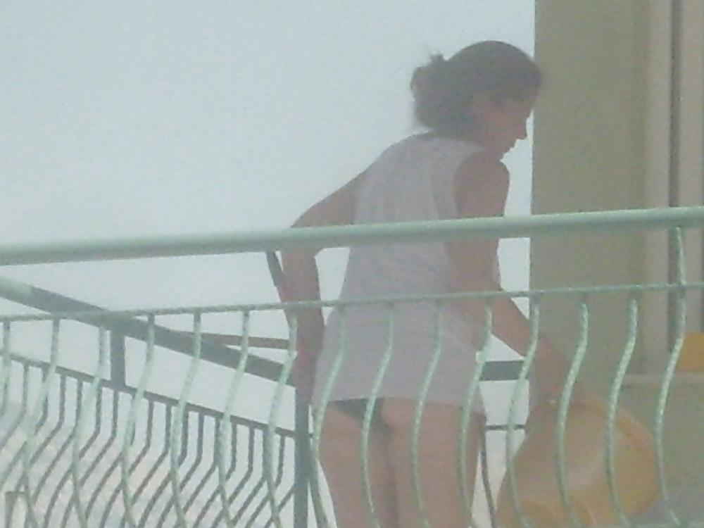 5P Voyeur upskirt at balcony