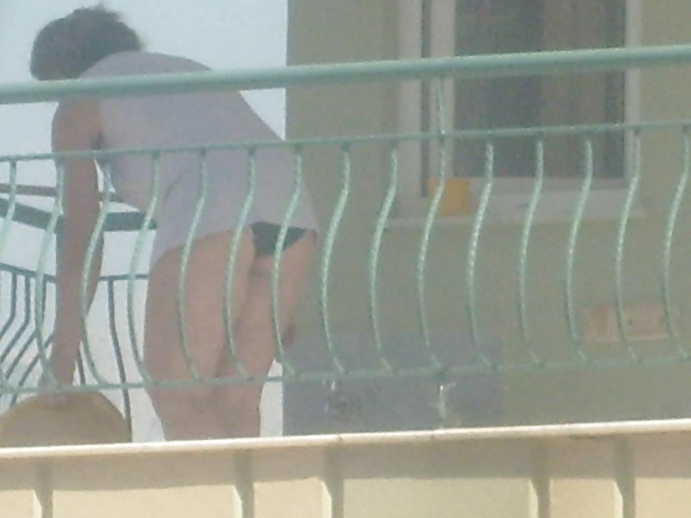 5P Voyeur upskirt at balcony