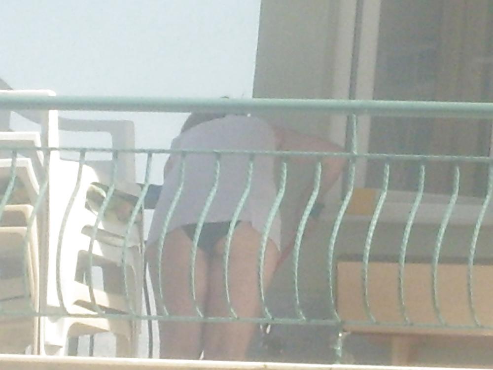 5P Voyeur upskirt at balcony