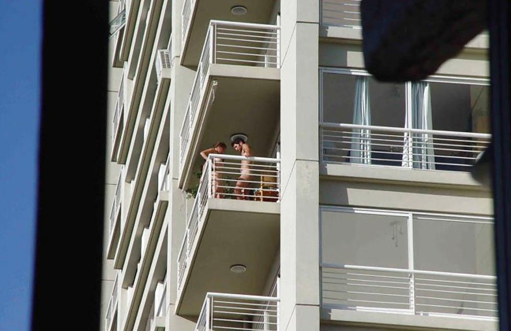 5P Fun on the balcony