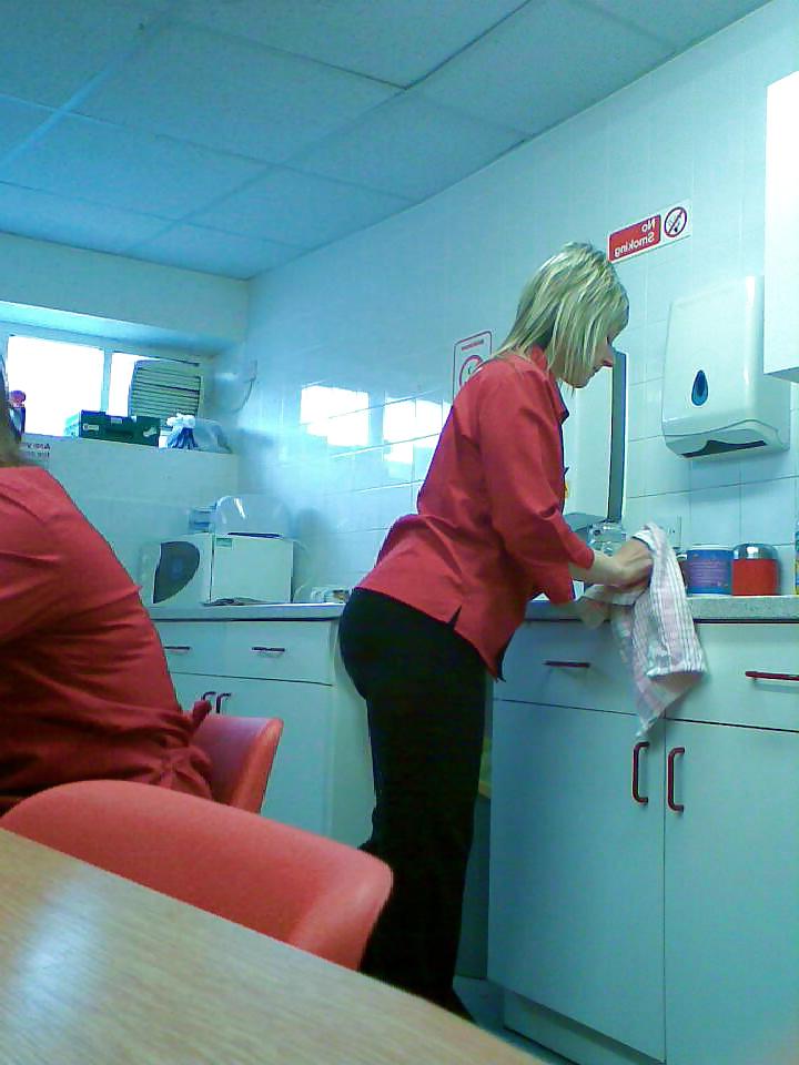 12P Milf blonde co worker with big ass in tight trousers & jeans