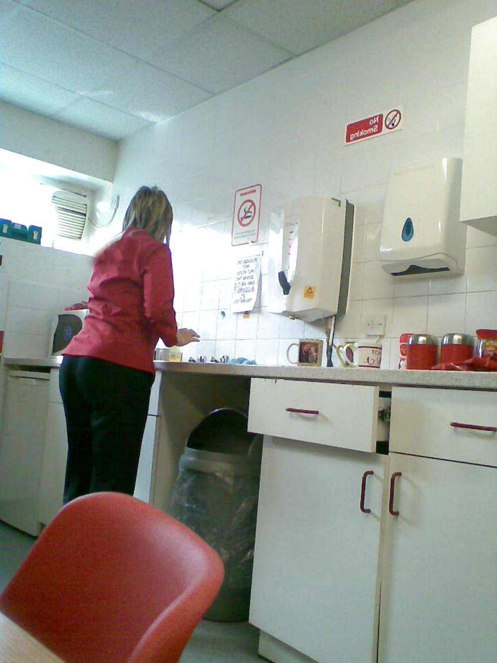12P Milf blonde co worker with big ass in tight trousers & jeans