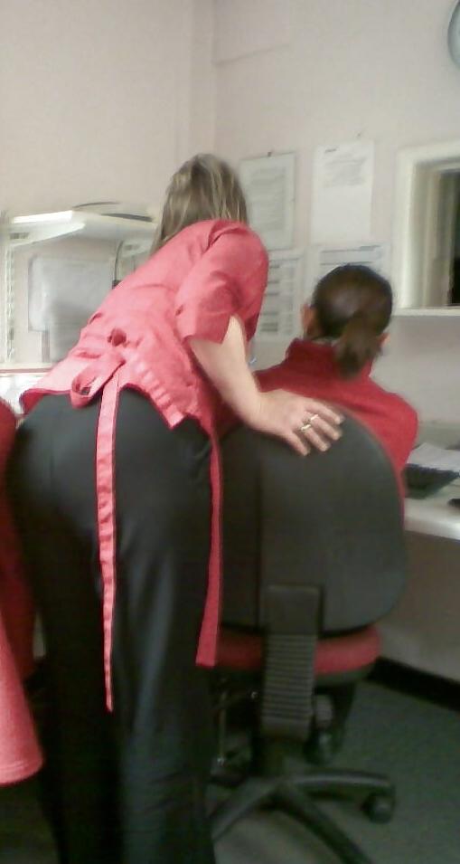 12P Milf blonde co worker with big ass in tight trousers & jeans