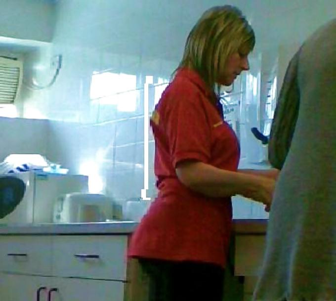 12P Milf blonde co worker with big ass in tight trousers & jeans