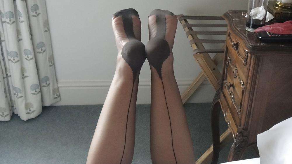 12P Stockings hairy pussy and legs