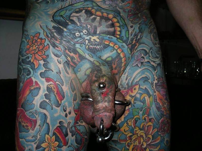 15P Tattooed and pierced dicks