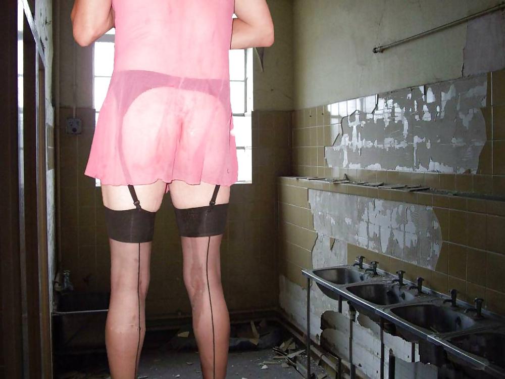 25P School girl tranny used and abused in ruined public toilets 