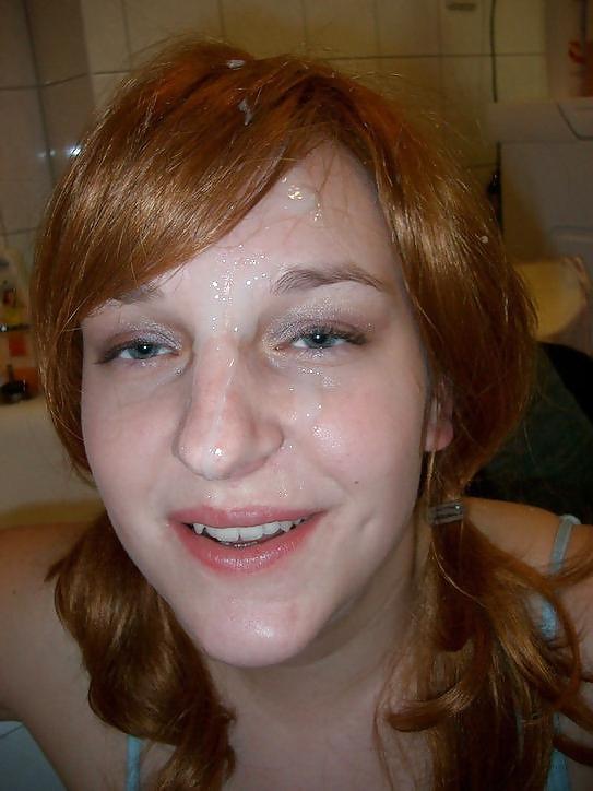 25P Redhead facials and cum splat