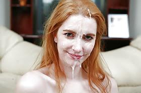 25P Redhead facials and cum splat