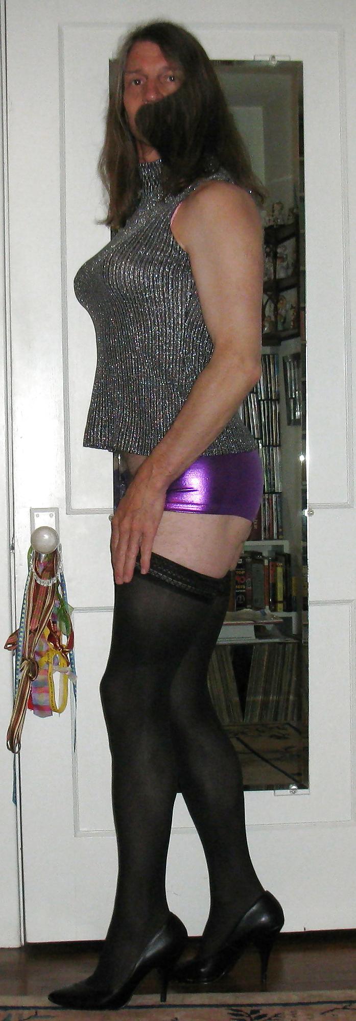 20P Crossdressing - Black Booty Shorts and Purple Spanky Pants