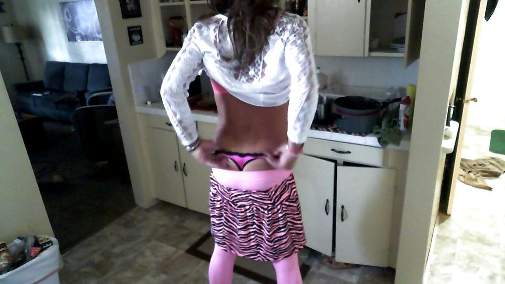 11P Sexy crossdresser in pink thong