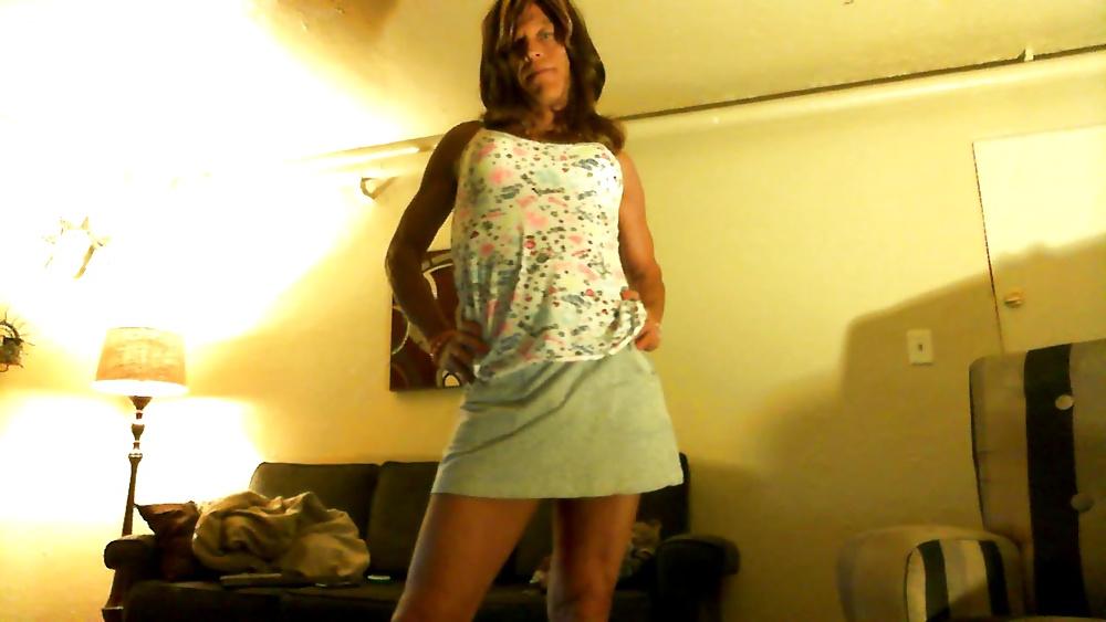 16P Cute crossdresser showing off her tan