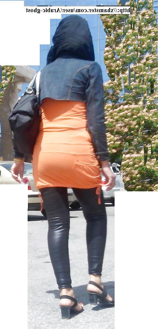 9P Arabic teen in hijab and tight pant in street